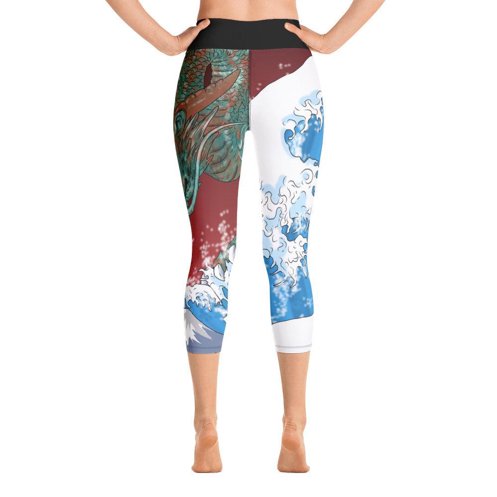 Dragon of the Waves Yoga Capri Leggings - Rocky Mountain Dragons LLC