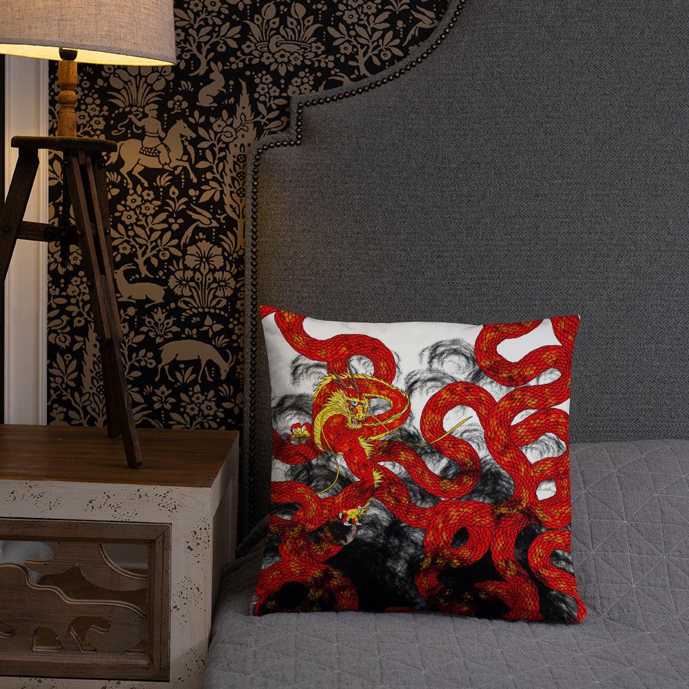 Red Imperial Dragon Basic Pillow - Rocky Mountain Dragons LLC